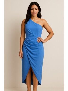 Do+Be Women's Satin Dress One Shoulder Ruched Asymmetric Size Small